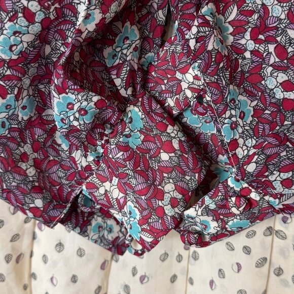 Vintage Off White Gown with Red/Blue Flowers - Picture 2 of 5